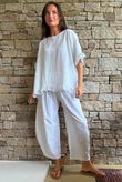 Frame Hopsack Frill Box Top White